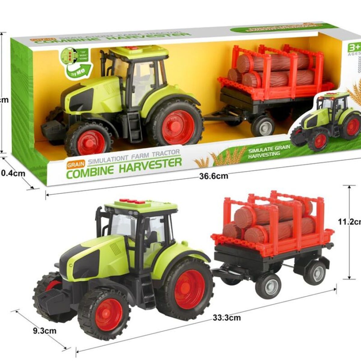 Traktor sa priključkom i drvima